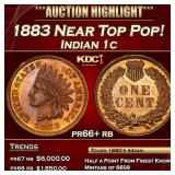 1883 Proof Indian Cent Near Top Pop! 1c pr66+ rb S