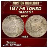 1877-s Trade Dollar Toned $1 ms63 USCG