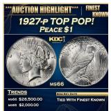 1927-p Peace Dollar TOP POP! $1 ms66 SEGS