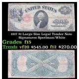 1917 $1 Large Size Legal Tender Note Grades Choice