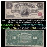 1886 $10 Red Seal Silver Certificate "Tombstone" F