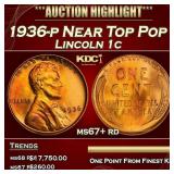 1936-p Lincoln Cent Near Top Pop 1c ms67+ rd SEGS