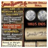 20 Uncirculated Morgan Silver Dollars $1 SEARS Rol