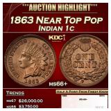 1863 Indian Cent Near Top Pop 1c ms66+ SEGS