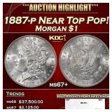 1887-s Morgan Dollar Toned Near Top Pop $1 ms66+ S