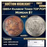 1885-p Morgan Dollar Rainbow Toned TOP POP! $1 ms6