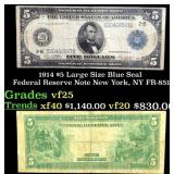 1914 $5 Large Size Blue Seal Federal Reserve Note