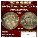 1949-s Franklin Half Dollar Toned Near Top Pop 50c