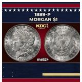 1889-p Morgan Dollar $1 Grades ms62+