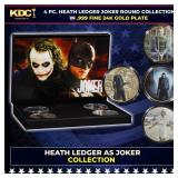 4 PC. Heath Ledger As The JOKER Gold Plated Round