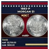 1883-p Morgan Dollar $1 ms66+ SEGS