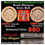 Mixed small cents 1c orig shotgun roll, 1919-s Whe