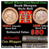 Mixed small cents 1c orig shotgun roll, 1919-s Whe