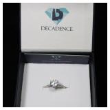 Sterling Silver Round Cut Engagement Ring Size 7