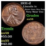 1931-d Lincoln 1c Grades Choice AU/BU Slider
