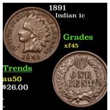 1891 Indian 1c Grades xf+