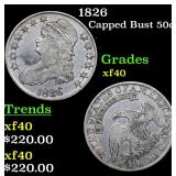 1826 Capped Bust 50c Grades xf
