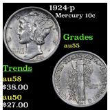1924-p Mercury 10c Grades Choice AU