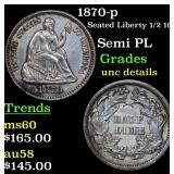 1870-p Seated Liberty 1/2 10c Grades Unc Details