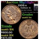 *Highlight* 1908-s Indian 1c Graded GEM Unc BN
