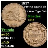 1857 Flying Eagle 1c Grades xf+
