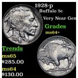 1928-p Buffalo 5c Grades Choice+ Unc