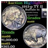 *Highlight* 1913-p TY II Buffalo 5c Graded GEM+ Un