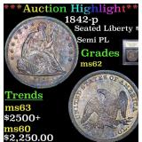 *Highlight* 1842-p Seated Liberty $1 Graded Select