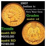 1907 Indian 1c Grades Choice+ Unc RD