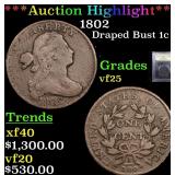*Highlight* 1802 Draped Bust 1c Graded vf+