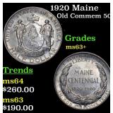 1920 Maine Old Commem 50c Grades Select+ Unc