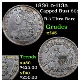 1836 o-113a Capped Bust 50c Grades xf+