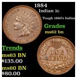 1884 Indian 1c Grades Select Unc BN
