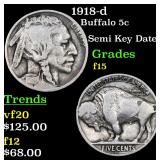 1918-d Buffalo 5c Grades f+