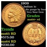1909 Indian 1c Grades Choice+ Unc RD