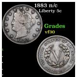 1883 n/c Liberty 5c Grades vf++