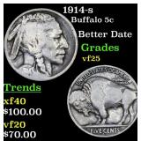 1914-s Buffalo 5c Grades vf+