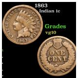 1863 Indian 1c Grades vg+