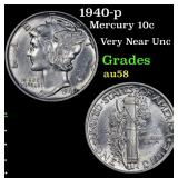 1940-p Mercury 10c Grades Choice AU/BU Slider