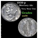 1939-p Mercury 10c Grades Choice AU/BU Slider