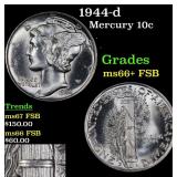 1944-d Mercury 10c Grades GEM++ FSB