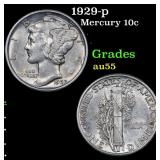1929-p Mercury 10c Grades Choice AU