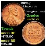 1909-p Lincoln 1c Grades Gem+ Unc RB