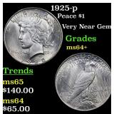 1925-p Peace $1 Grades Choice+ Unc