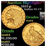 *Highlight* 1913-p Indian $2 1/2 Graded Choice Unc