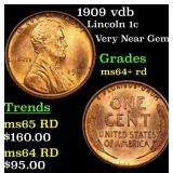 1909 vdb Lincoln 1c Grades Choice+ Unc RD