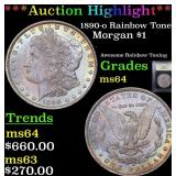 *Highlight* 1890-o Rainbow Toned Morgan $1 Graded