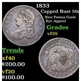 1833 Capped Bust 50c Grades vf++