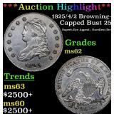 *Highlight* 1825/4/2 Browning-2 Capped Bust 25c Gr