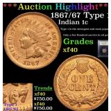 *Highlight* 1867/67 Type 1 Indian 1c Graded xf